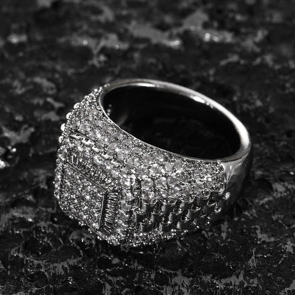 European and American hip-hop slightly set with zircon and full diamonds, high-street trendy rap ring, GAO level versatile ring, personalized ring