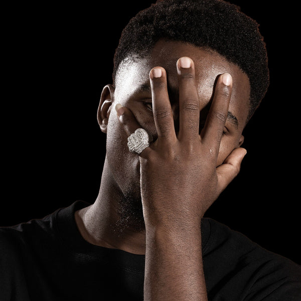 OTF Alphabet Hip-Hop 5A Zircon-Inlaid Trendy Brand Ring for Men, Hip-Hop Personality Fashion Versatile Ring, European and American Style