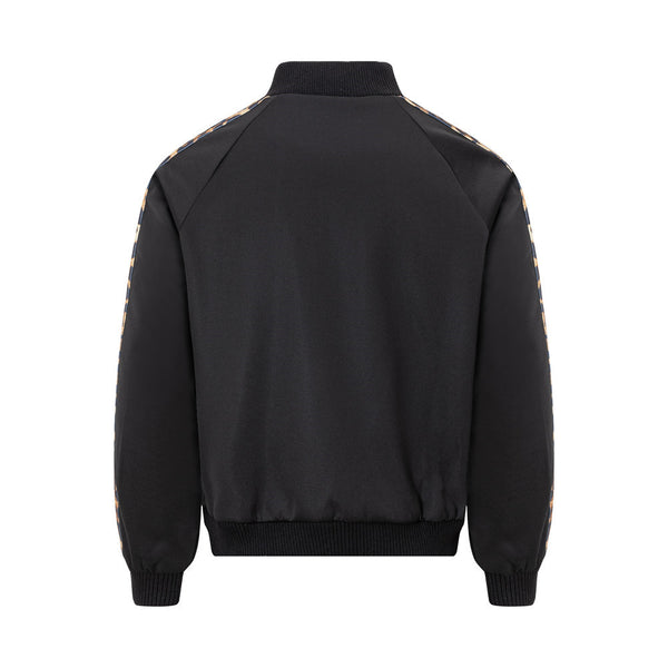 Leopard Panel Embroidered Baseball Jacket