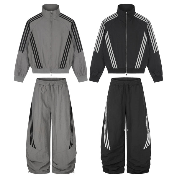 Pleated Three-Stripe Track Set