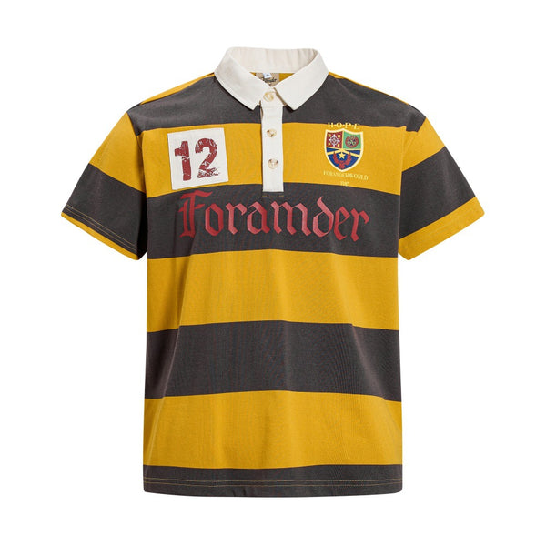 Color-blocked striped short-sleeve polo shirt for men, summer INS European and American street trend 12-digit print turn-down collar T-shirt, half-sleeve