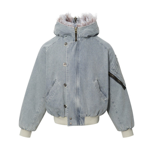 Washed Hooded Denim Jacket