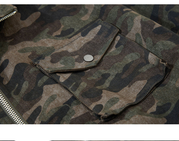 Camouflage Hooded Cargo Jacket