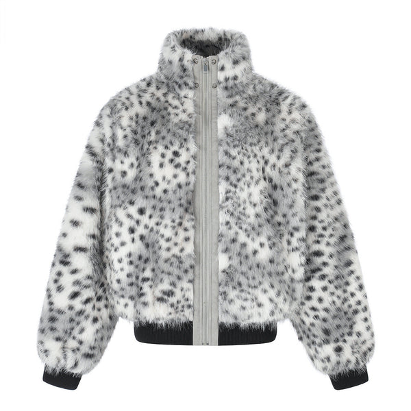 Leopard Faux-Fur Collar Jacket