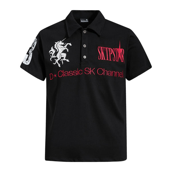 No. 23 number print short-sleeve polo shirt for men, summer European and American trendy INS sport-casual loose lapel T-shirt