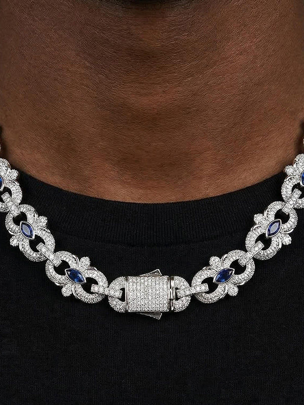 16mm hip hop rap horseshoe flower necklace fashion high-end copper micro-inlaid zircon trendy men's bracelet women's trendy accessories