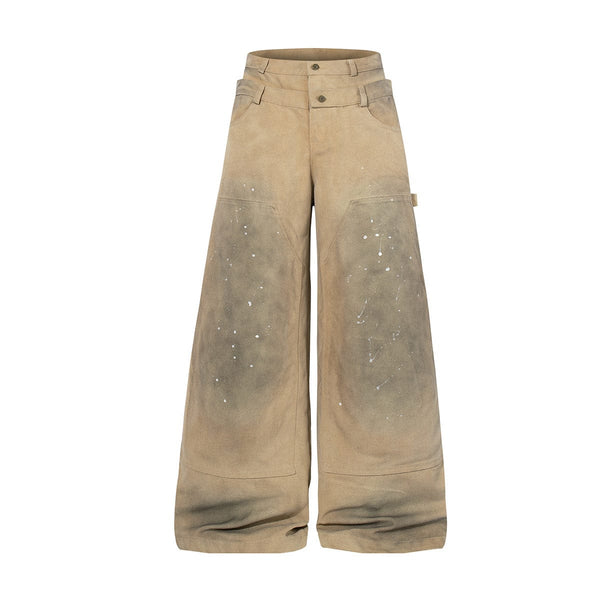Ink-Splashed Stained Logging Jeans