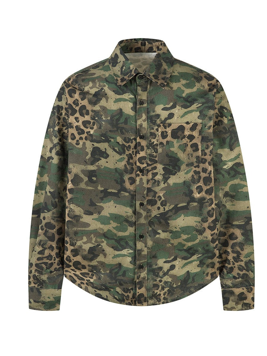 THETLSTUDIO Jiayiku's 2026 new American street trendy brand leopard print camouflage shirt long-sleeved ins trendy street ruffian shirt