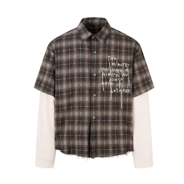 Street Distressed attached Two-Piece Plaid Shirt