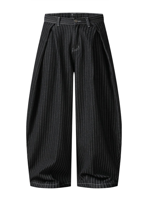 THETLSTUDIO Street personality striped wide-leg jeans for men and women washed distressed loose simple scimitar pants