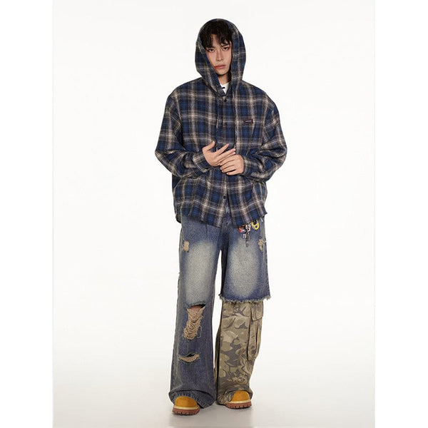 Plaid Hooded Long-Sleeve