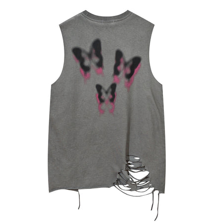 Butterfly Chain Distressed Tank