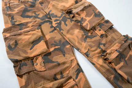 XPKAEAX American Camouflage Multi-Pocket Workwear Jeans for Men, 2026 Spring New Loose Wide-Leg Pants for Ins
