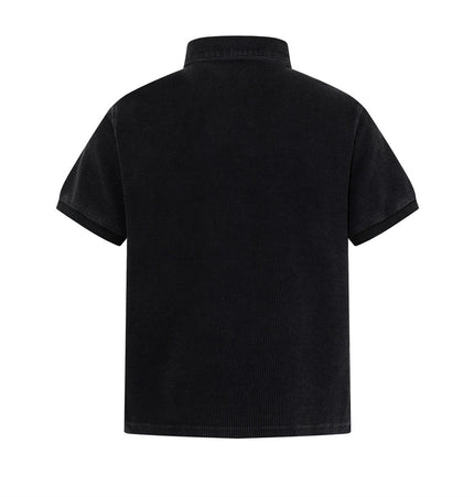 American vintage summer men's polo shirt, loose casual ins, street trend design, half-zip lapel collar short-sleeve T-shirt
