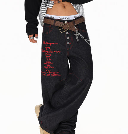 Breasted Wide Jeans
