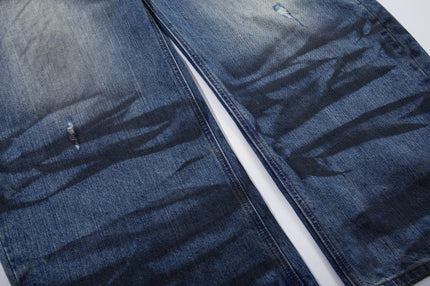 Water Ripple Washed Scimitar Jeans