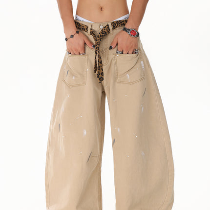 Splash Leopard Print Jeans