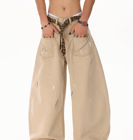 Splash Leopard Print Jeans