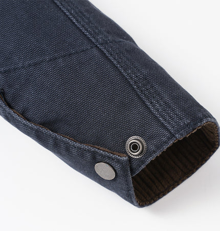 Contrast-Collar Canvas Work Jacket