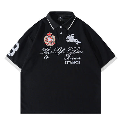 Badge-Embroidered Color-Block Polo