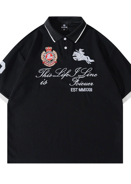 Badge-Embroidered Color-Block Polo
