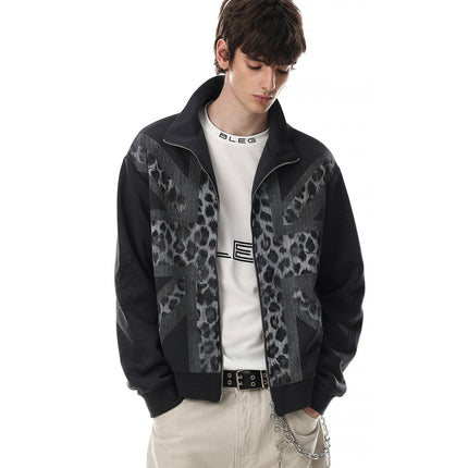 Magic Bear 2026 New American Light Asia Street Flag Baggy Flag Vintage Leopard Print Hoodie Jacket Cardigan Zipper Sweatshirt