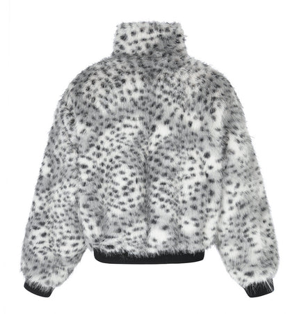 Leopard Faux-Fur Collar Jacket