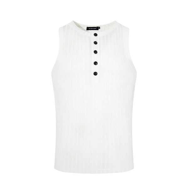 Ribbed Henley Knit Tank