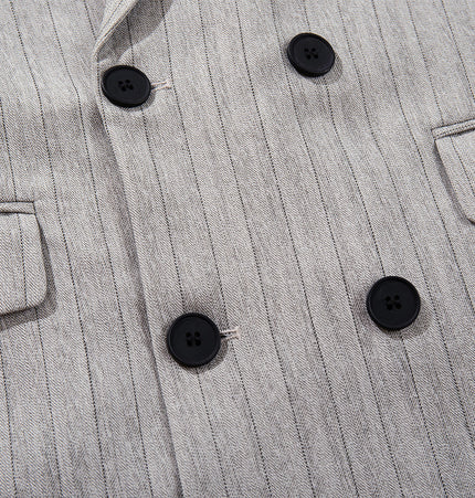 Pinstripe Double-Breasted Suit Set