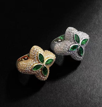 Four-leaf clover diamond ring, men's fashion brand, high-end sense handsome, original design, trendy, light luxury, niche American ring