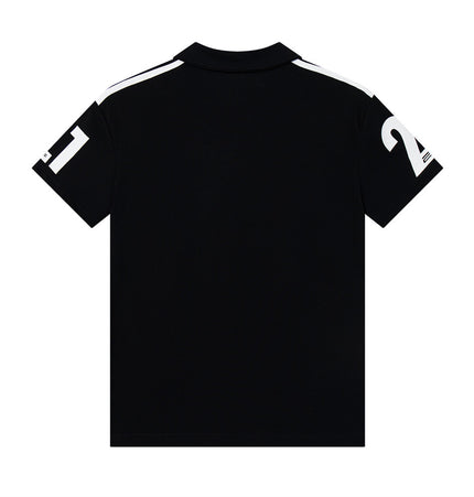 European and American letter print sport-casual men's polo shirt, summer top, INS trendy lapel short-sleeve T-shirt, pure cotton