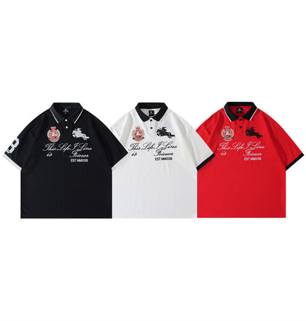 Badge-Embroidered Color-Block Polo