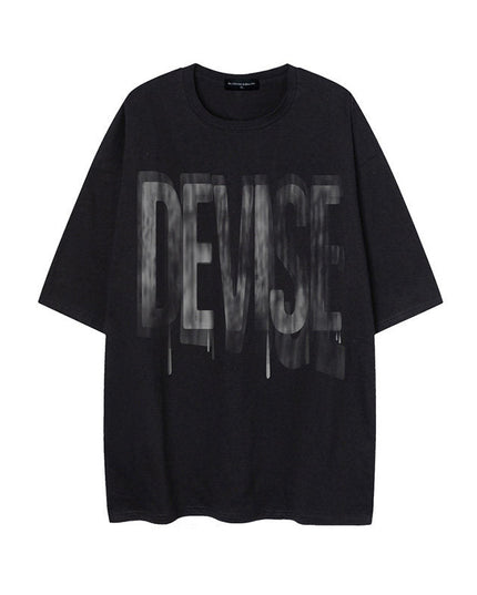 Fuzzy Letter Printing Half-Sleeve Tee