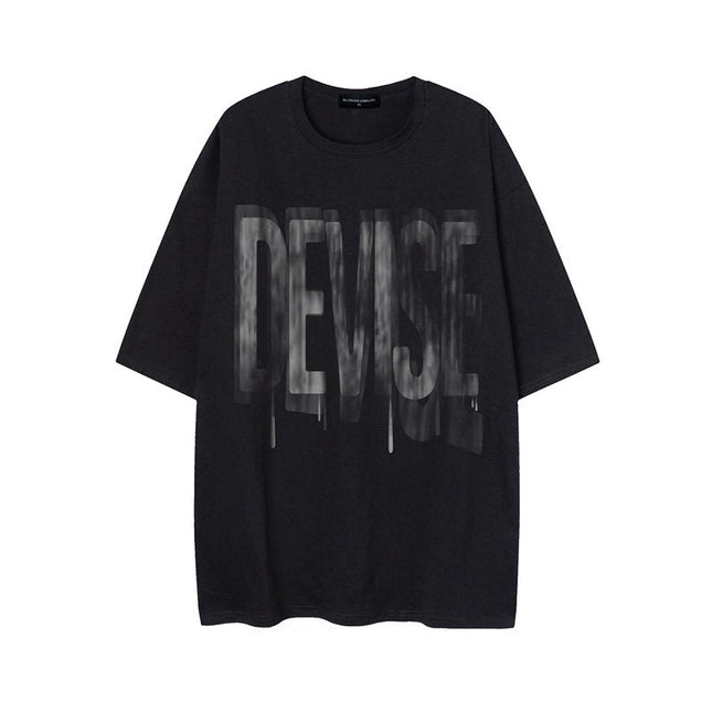 Fuzzy Letter Printing Half-Sleeve Tee