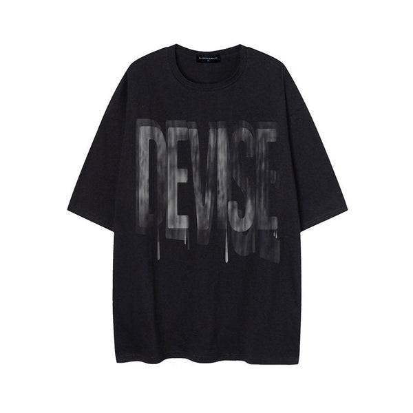 Fuzzy Letter Printing Half-Sleeve Tee