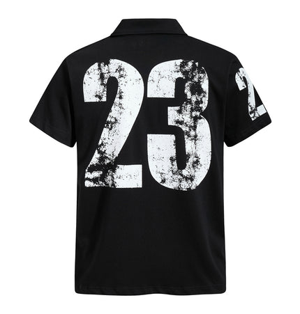No. 23 number print short-sleeve polo shirt for men, summer European and American trendy INS sport-casual loose lapel T-shirt