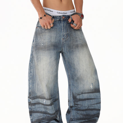 Water Ripple Washed Scimitar Jeans