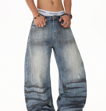Water Ripple Washed Scimitar Jeans