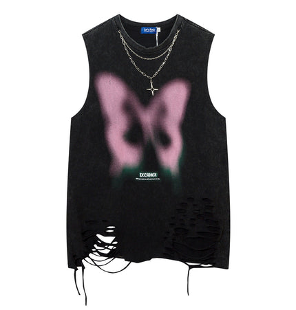 Butterfly Chain Distressed Tank