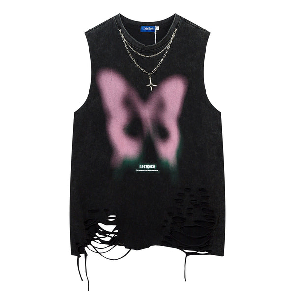Butterfly Chain Distressed Tank — 2