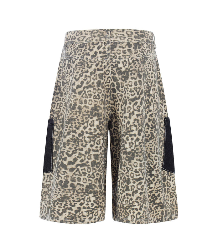 Leopard Print Cargo Shorts