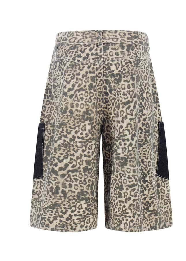 Leopard Print Cargo Shorts