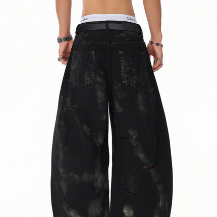 Patchwork Graffiti Washed Jeans