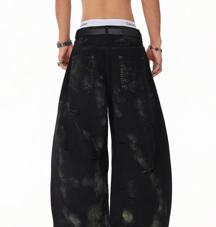 Patchwork Graffiti Washed Jeans