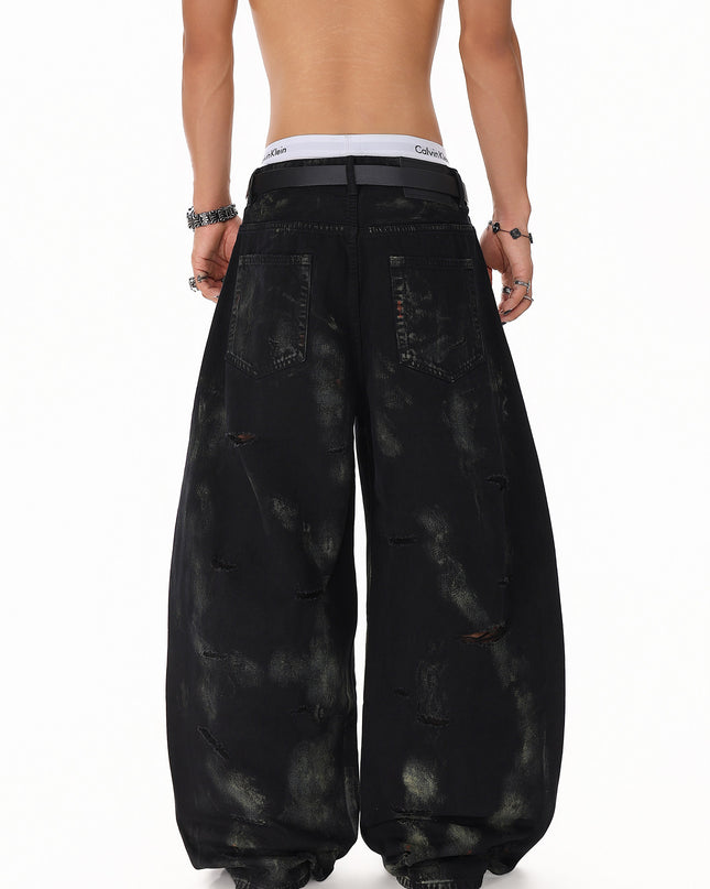 Patchwork Graffiti Washed Jeans
