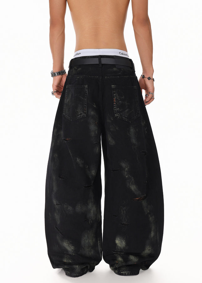 Patchwork Graffiti Washed Jeans