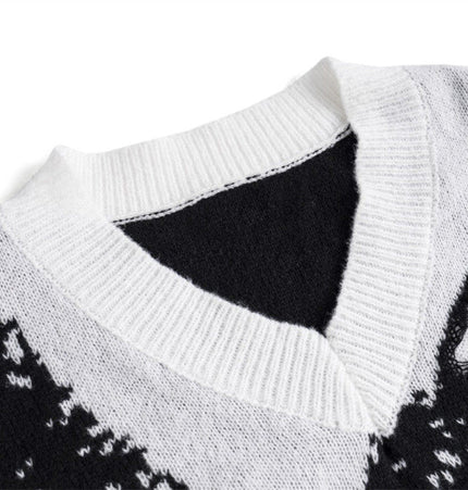 Distressed Crochet V-Neck Sweater Vest