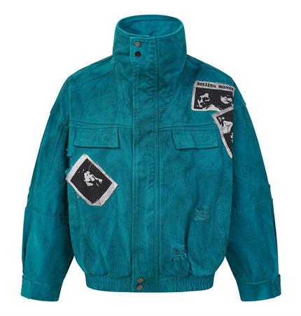 Tie-Dye Distressed Canvas Jacket