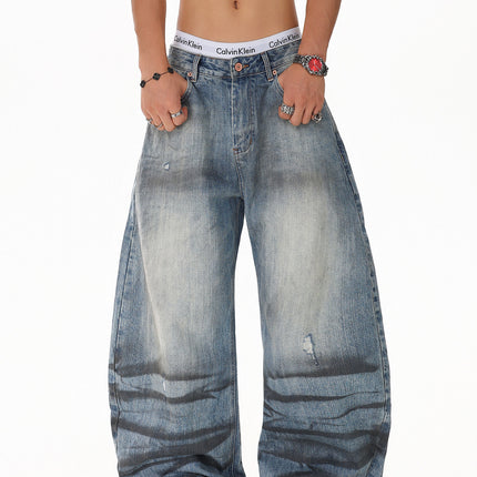Water Ripple Washed Scimitar Jeans
