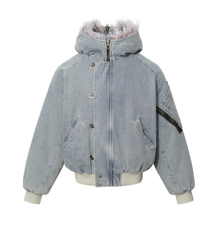 Washed Hooded Denim Jacket